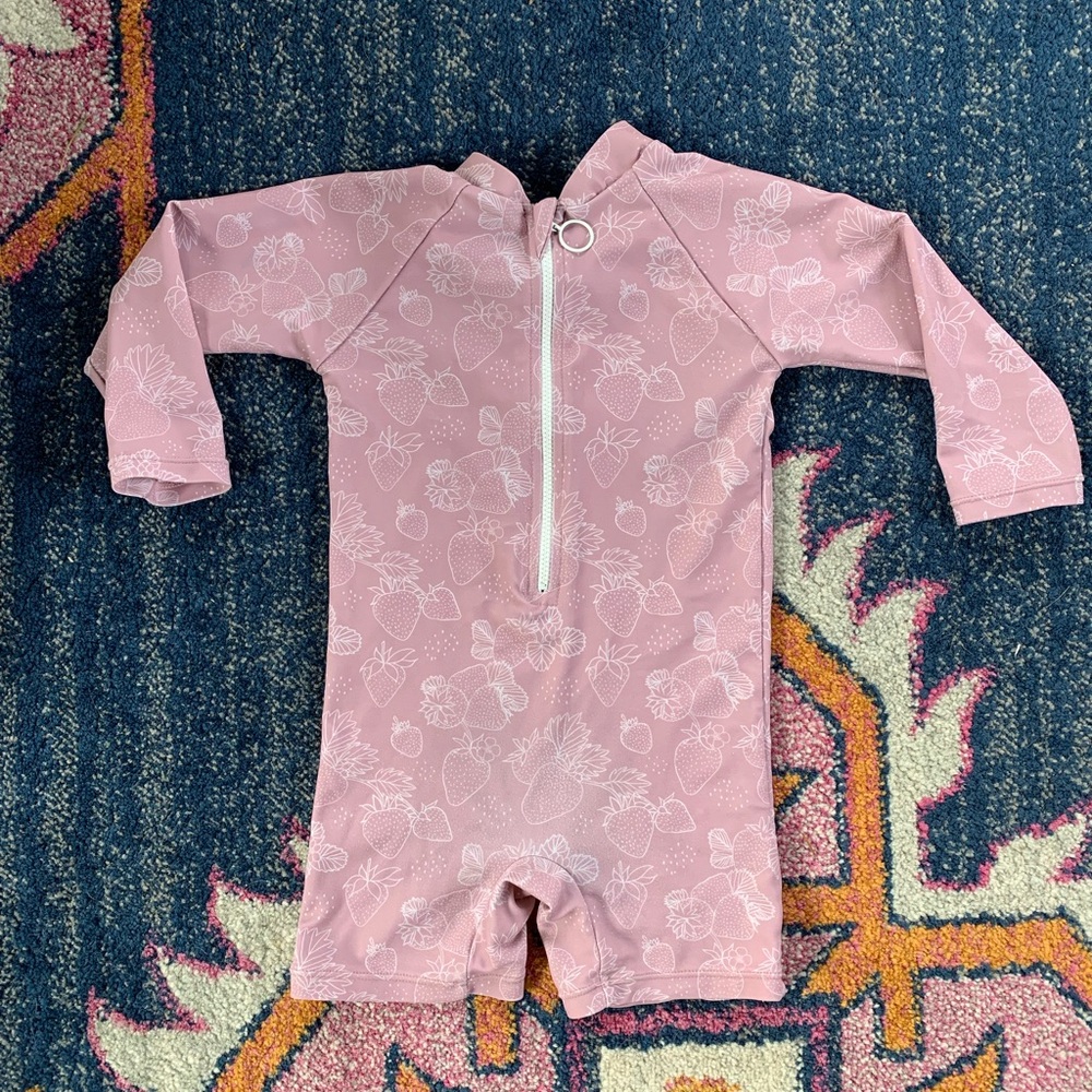 Current Tyed Kids Pink strawberry print One Piece Swimwear/rash guard